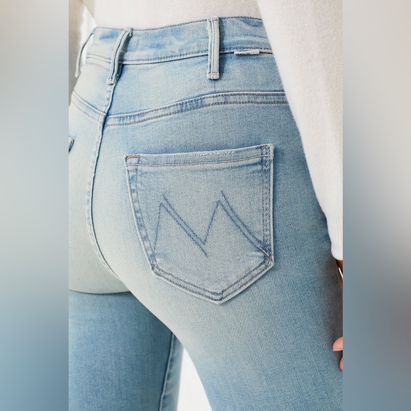 MOTHER The Hustler Ankle Fray Au Revoir Jeans 24 High Rise Light Wash Denim Boho - Picture 5 of 16